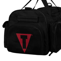 variant:black::TITLE Boxing Active Duffle Bag mesh side pocket closeup