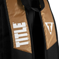 variant:Black/Beige::TITLE Boxing Intense Backpack closeup of logo