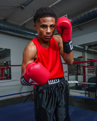 variant:red::TITLE Boxing Aerovent Elite Racerback Boxing Jersey 2.0 boxing stance