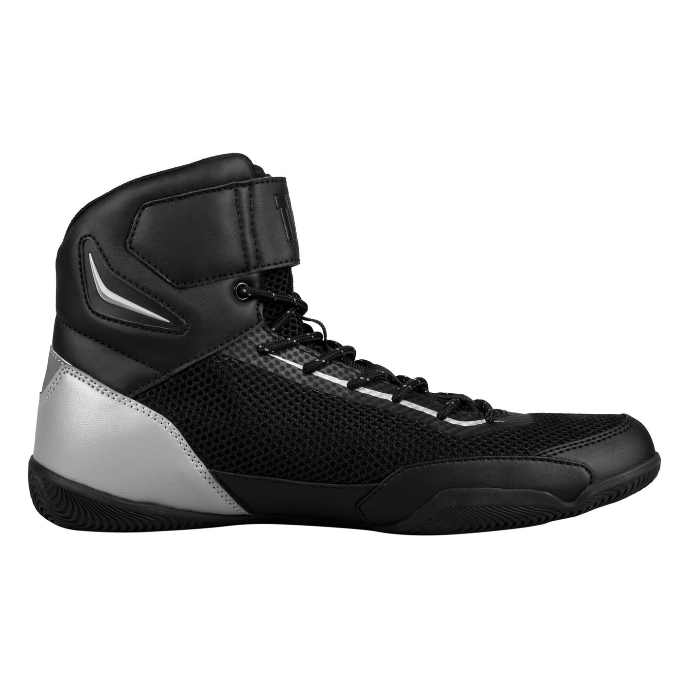 variant:black/silver::TITLE Boxing Select Mid-Top Boxing Shoes side view