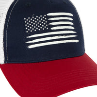 variant:red/white/blue::TITLE Boxing Pride Adjustable Mesh Cap close up view