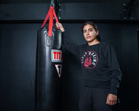variant:Black::TITLE Boxing Women's Signal Crewneck Sweatshirt girl in a pose