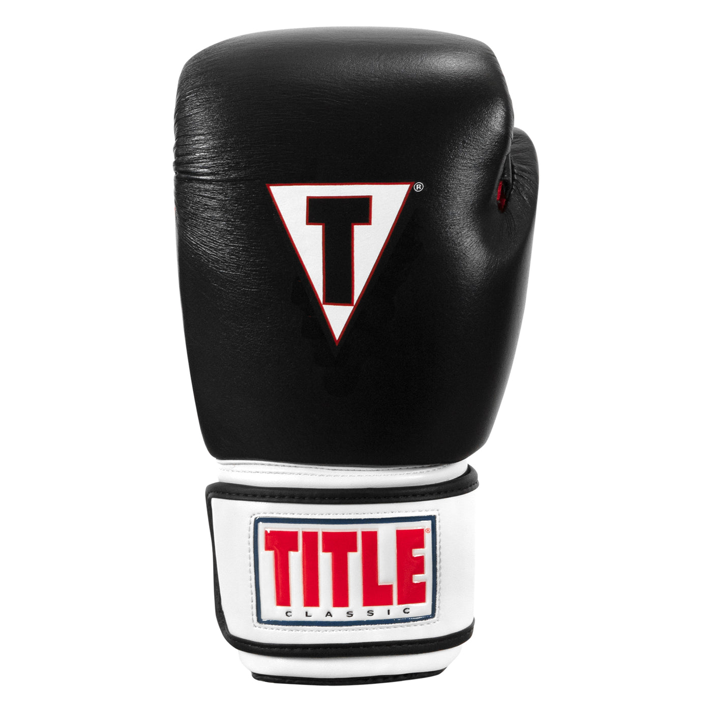 variant:Black/White/Red::front view of a single bag boxing glove