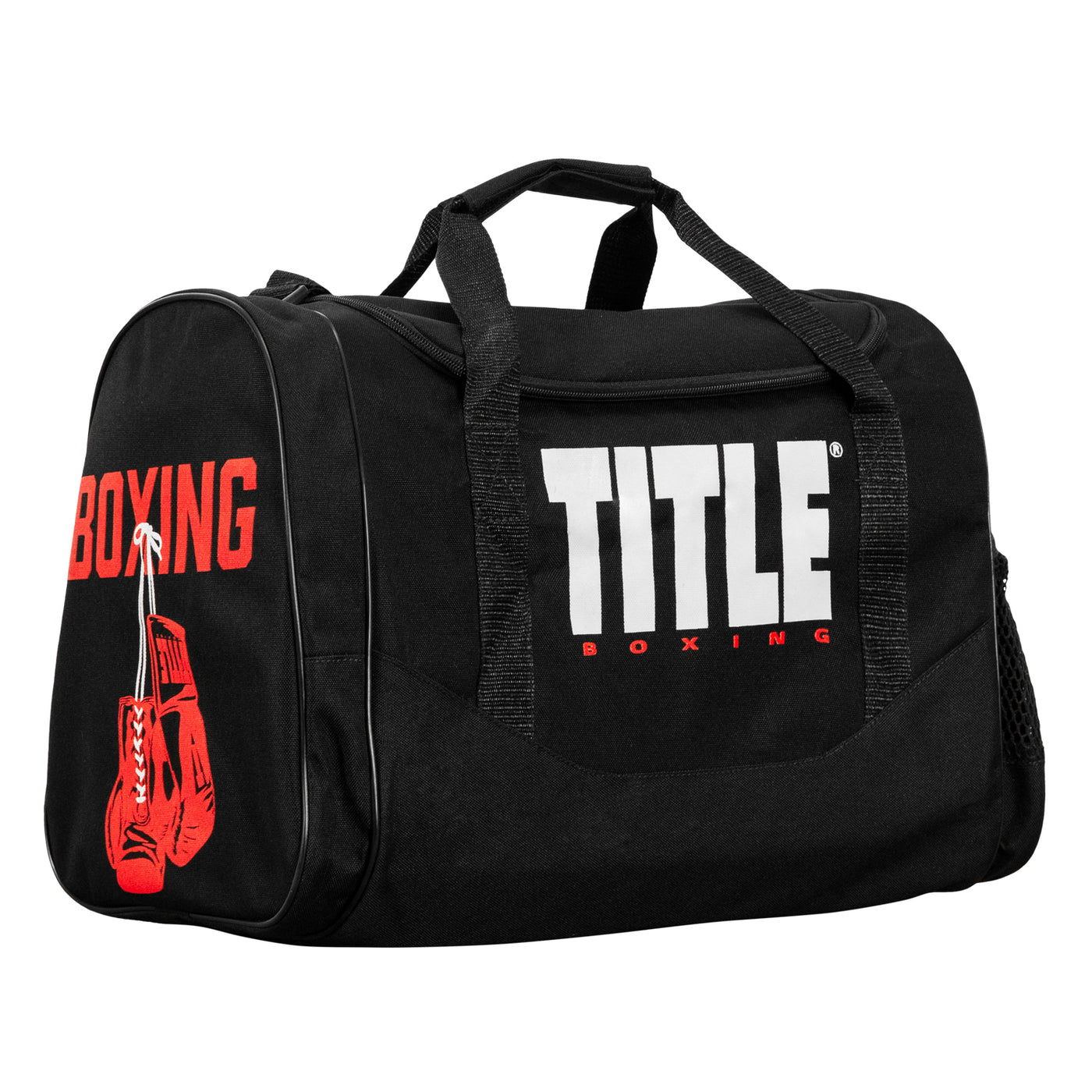 variant:lifestyle::black sports equipment bag with TITLE Boxing logo