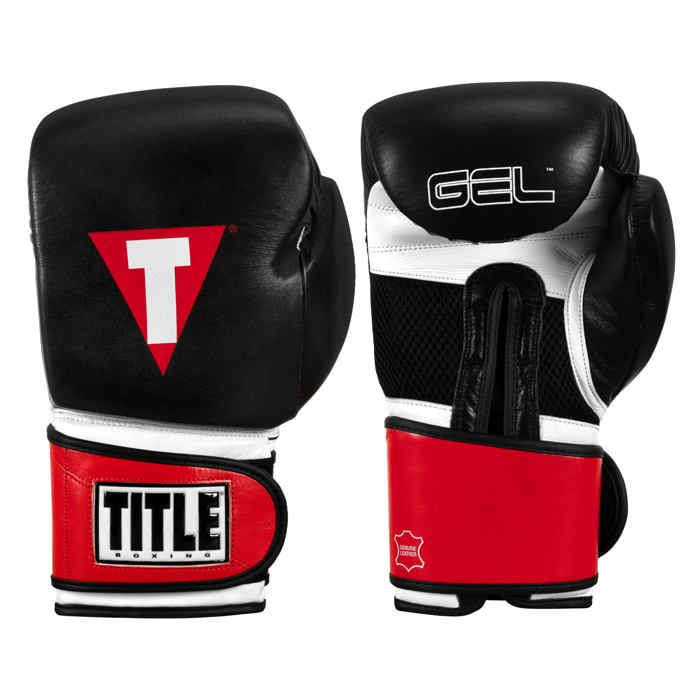 color:Black/White/Red::TITLE Boxing Gel Weighted Boxing Gloves main view