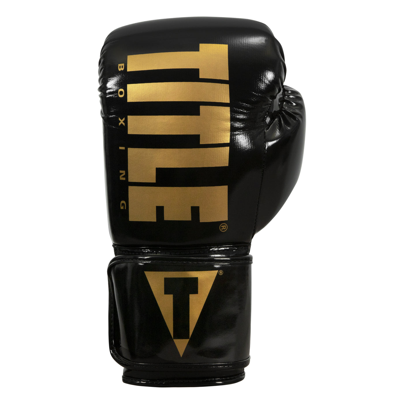 variant:Black/Gold::TITLE Boxing Inferno Intensity Elastic Training Gloves front view