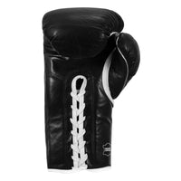 variant:black::TITLE Boxing Old School Leather Lace-Up Sparring Gloves back view