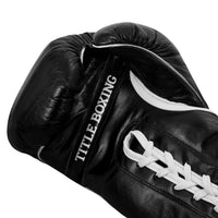 variant:black::TITLE Boxing Old School Leather Lace-Up Sparring Gloves palm view