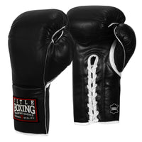 variant:black::TITLE Boxing Old School Leather Lace-Up Sparring Gloves side view