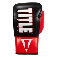 variant:Black/Red/White::TITLE Boxing Pro Style Youth Lace Training Gloves front view