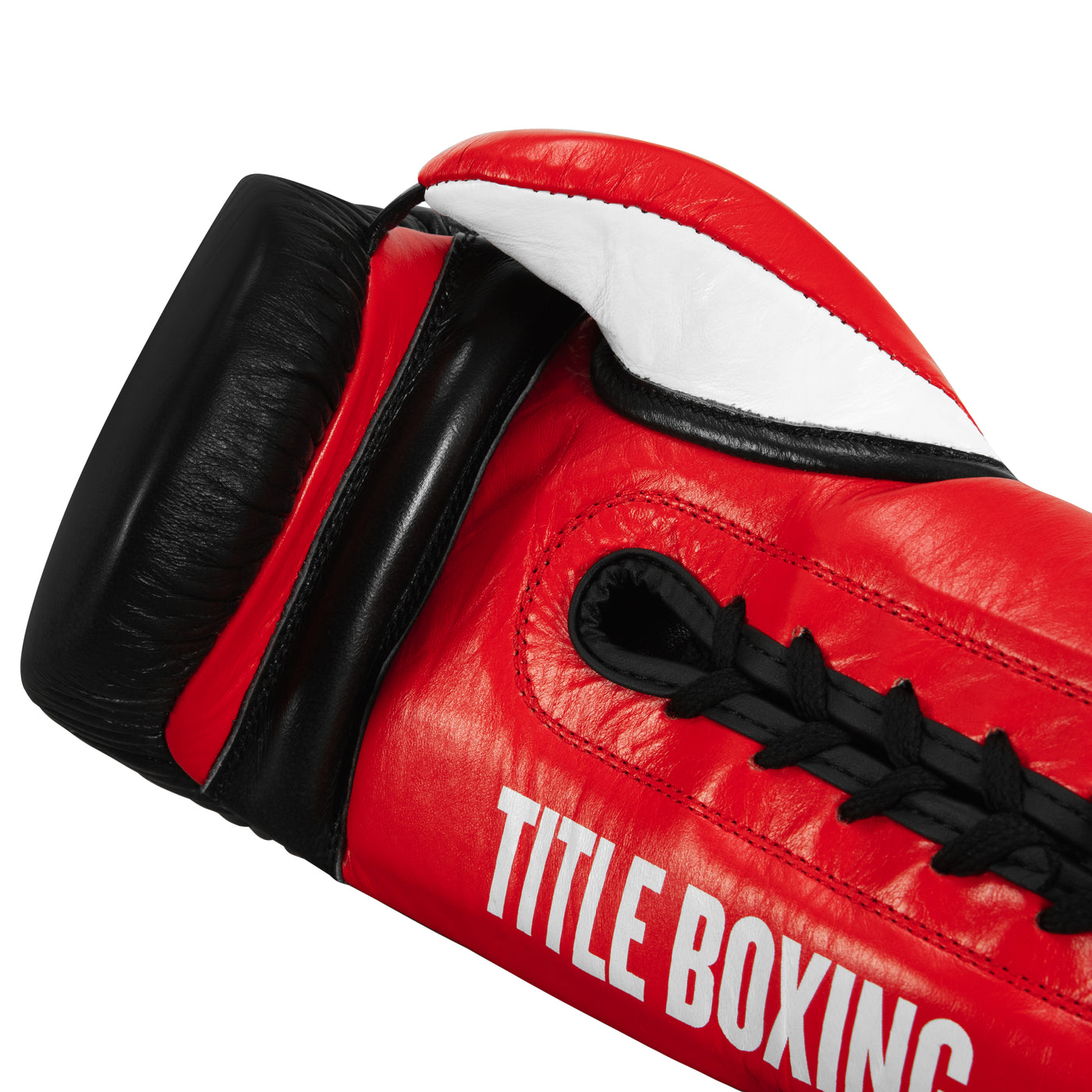 variant:Black/Red/White::TITLE Boxing Pro Style Youth Lace Training Gloves lace view
