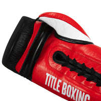 variant:Black/Red/White::TITLE Boxing Pro Style Youth Lace Training Gloves lace view