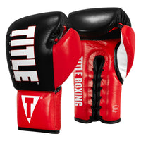 variant:Black/Red/White::TITLE Boxing Pro Style Youth Lace Training Gloves side view