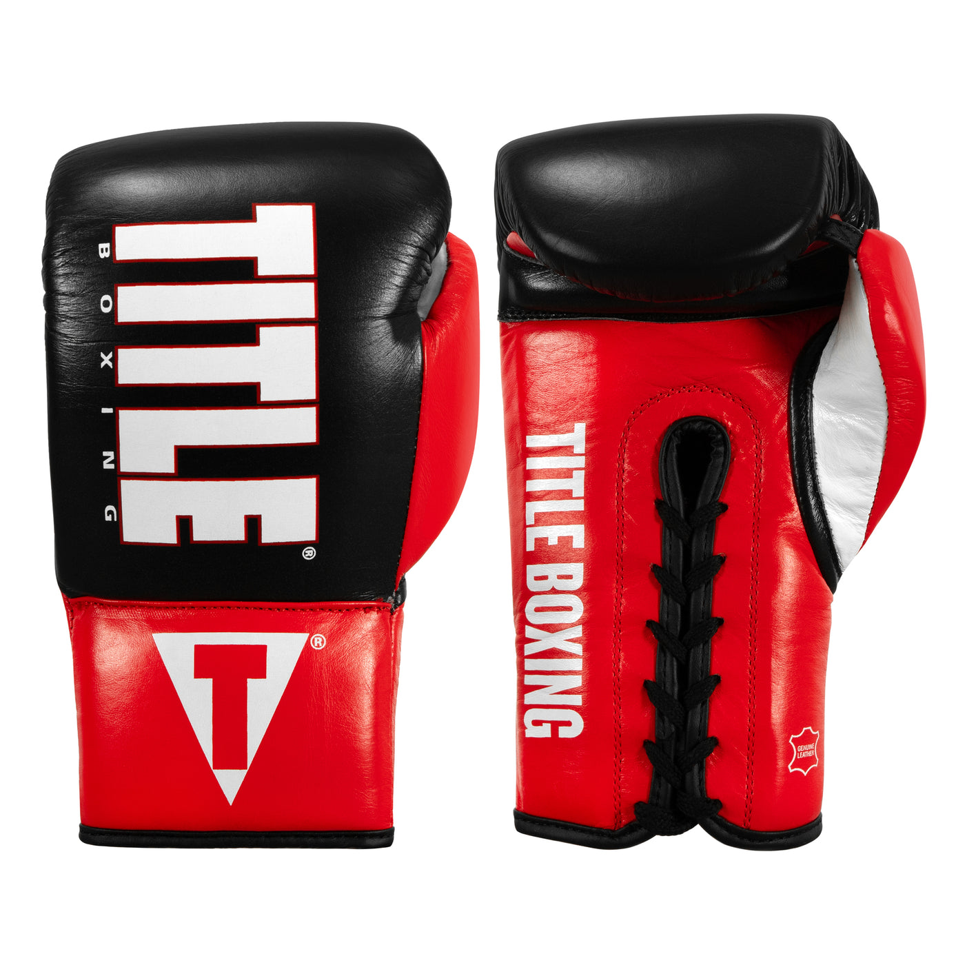 color:Black/Red/White::TITLE Boxing Pro Style Youth lace Training Gloves main view