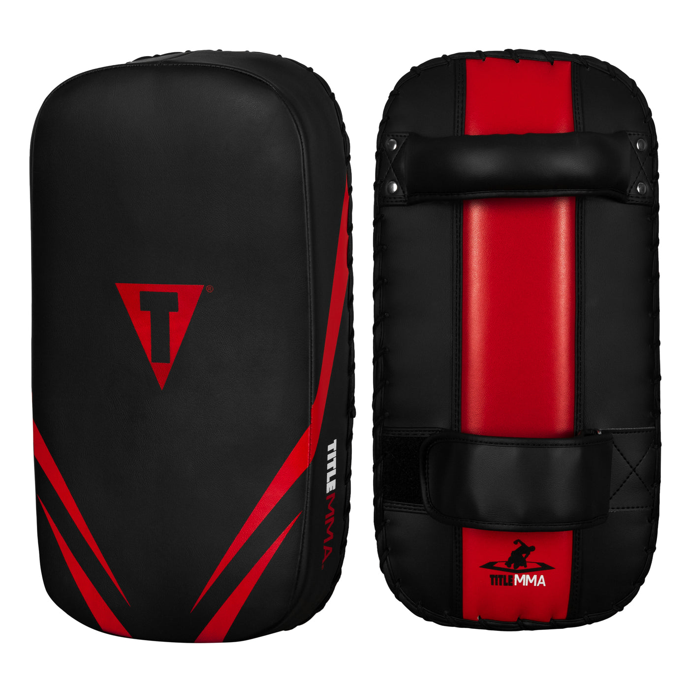 variant:black/red::TITLE MMA Advanced Thai Pads (Pair) front/back view