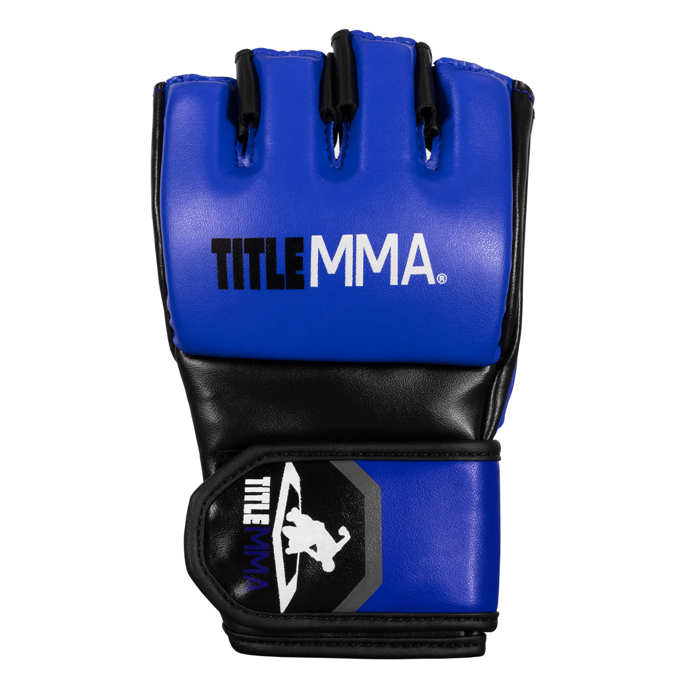 variant:Blue/Black::TITLE MMA Fight glove front view