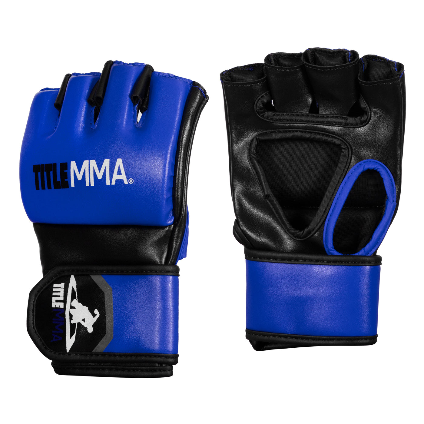 variant:Blue/Black::TITLE MMA Fight glove side view
