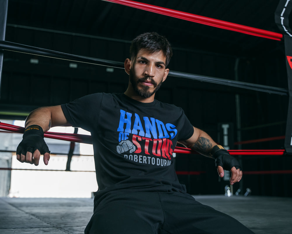Maglietta Uomo Roberto Duran Hands Of Stone – Leggenda Della Boxe – Taglie Dalla S Alla 3XL – Colore Nero