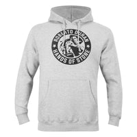 variant:grey::TITLE Boxing Legacy Roberto Duran Hands of Stone Hoodie front view