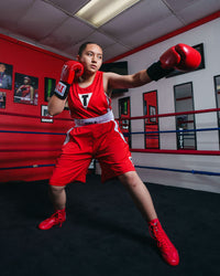 variant:red/white::TITLE Boxing Performance Aerovent Amateur Boxing Set 3.0 shadow boxing