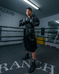variant:black::TITLE Boxing Stock Fingertip Robe 2.0 guy hands together