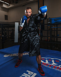 variant:black::TITLE Boxing Stock Full Length Robe 3.0 guy left jab