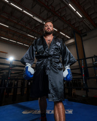 variant:black::TITLE Boxing Stock Full Length Robe 3.0 guy posing as standing