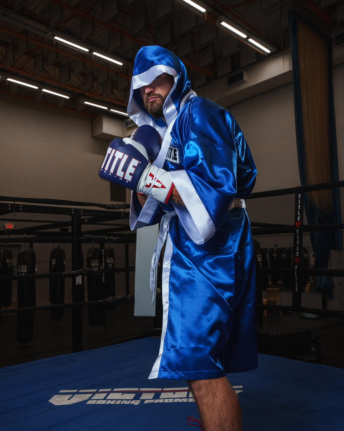 variant:blue/white::TITLE Boxing Stock Full Length Robe 3.0 guy hood up