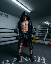 variant:black::TITLE Boxing Stock Fingertip Robe 2.0 guy hoods up