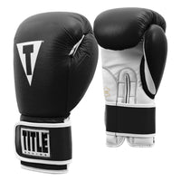 variant:Black/White::TITLE Boxing Pro Style Leather Training Gloves 3.0 side view