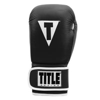 variant:black/white::TITLE Boxing Leather Sparring Bundle single glove back view