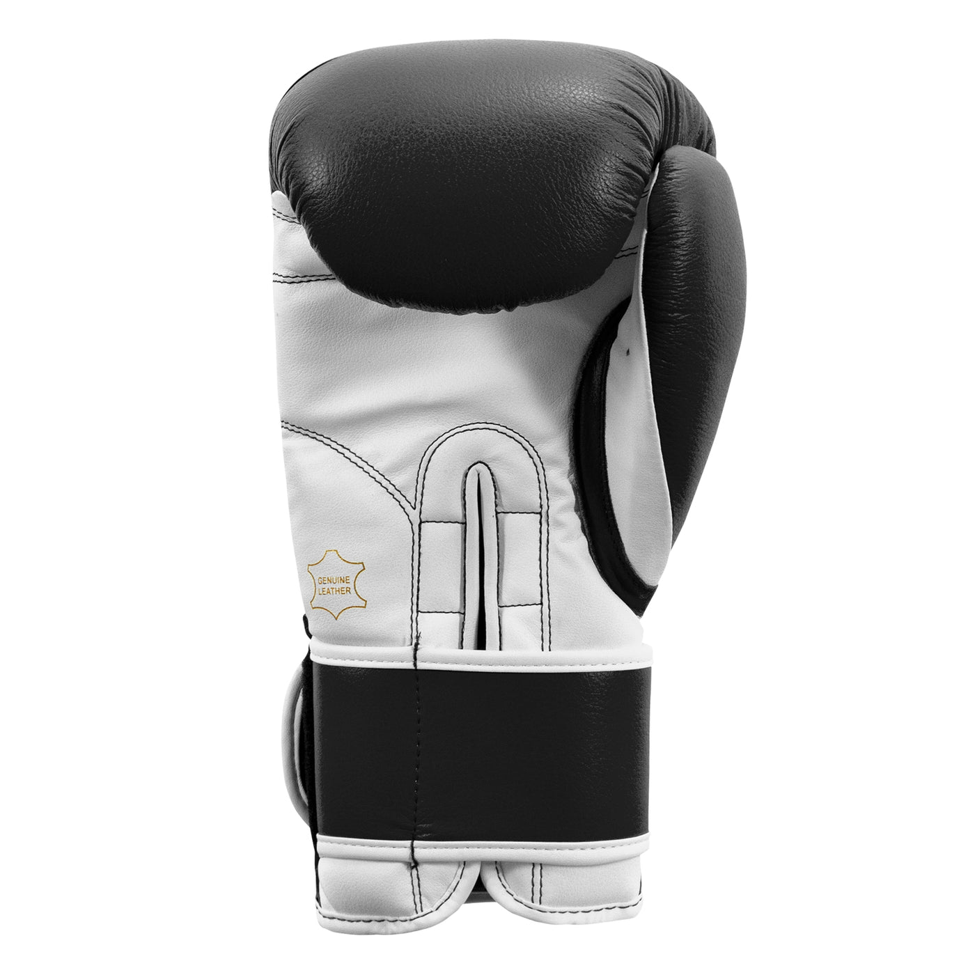 variant:black/white::TITLE Boxing Leather Sparring Bundle single glove palm view