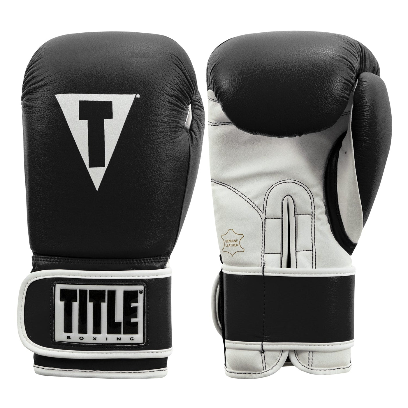 color:Black/White::TITLE Boxing Pro Style Leather Training Gloves 3.0