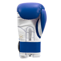 variant:blue/white::TITLE Boxing Leather Sparring Bundle single glove palm view