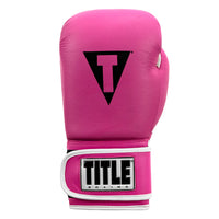 variant:pink/white::TITLE Boxing Leather Sparring Bundle single glove back view