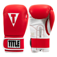 variant:red/white:TITLE Boxing Leather Sparring Bundle gloves front and back view