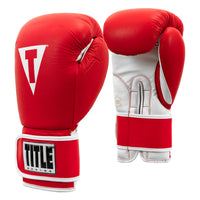 variant:red/white::TITLE Boxing Leather Sparring Bundle gloves side by side view