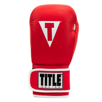 variant:red/white::TITLE Boxing Leather Sparring Bundle single glove back view