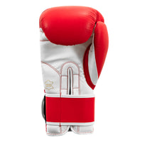 variant:red/white::TITLE Boxing Leather Sparring Bundle single glove palm view