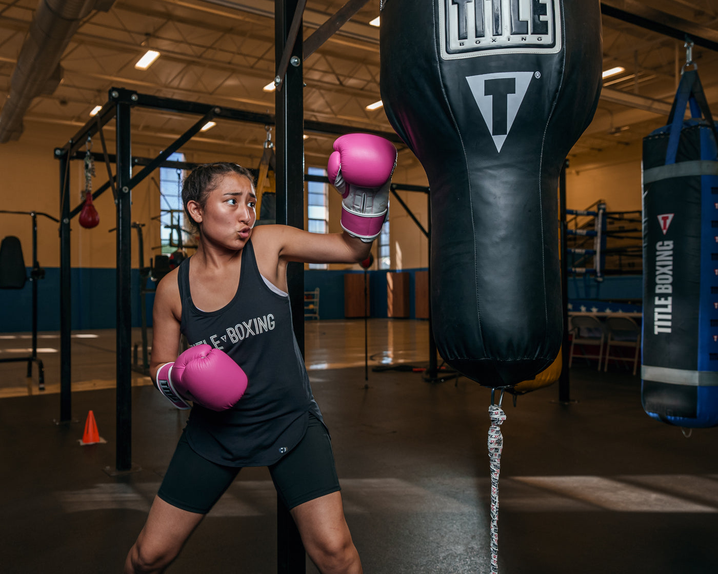variant:Hot Pink/White::TITLE Boxing Pro Style Leather Training Gloves 3.0 girl uppercut bag