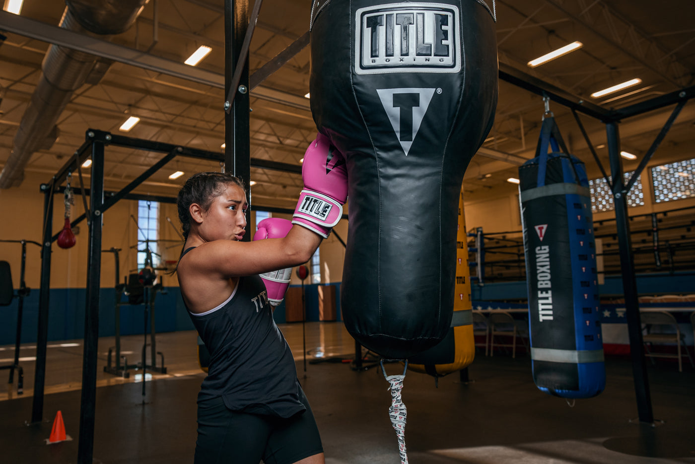 variant:Hot Pink/White::TITLE Boxing Pro Style Leather Training Gloves 3.0 girl another view uppercut