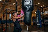 variant:Hot Pink/White::TITLE Boxing Pro Style Leather Training Gloves 3.0 girl another view uppercut