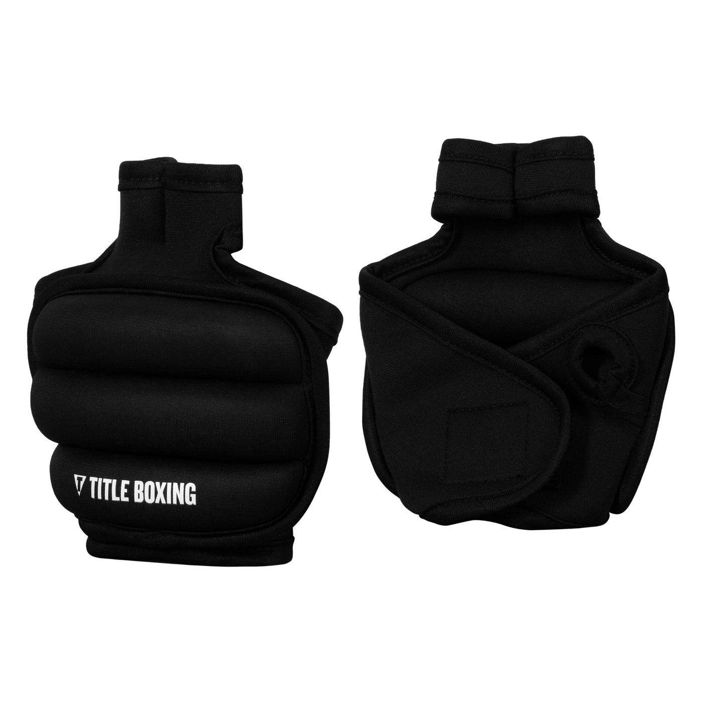 variant:black::TITLE Boxing Weighted Gloves 2.0 side view and back view