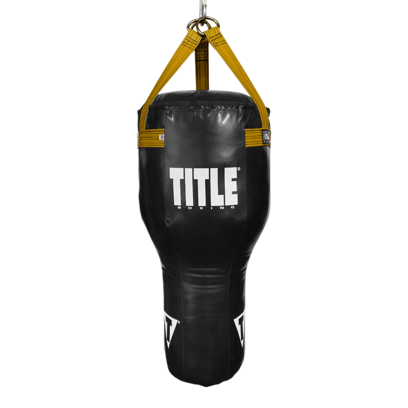 color:Black/Gold::TITLE Boxing Made in the USA Angled Punching Bag main view