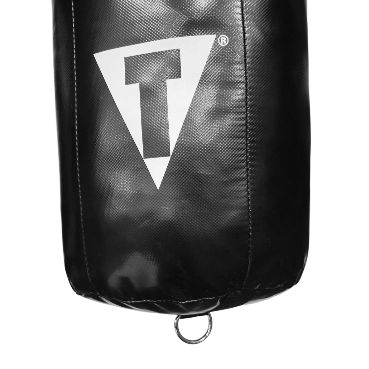 variant:Black/Gold::TITLE Boxing Made in the USA Angled Punching Bag closeup of bottom