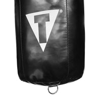 variant:Black/Gold::TITLE Boxing Made in the USA Angled Punching Bag closeup of bottom