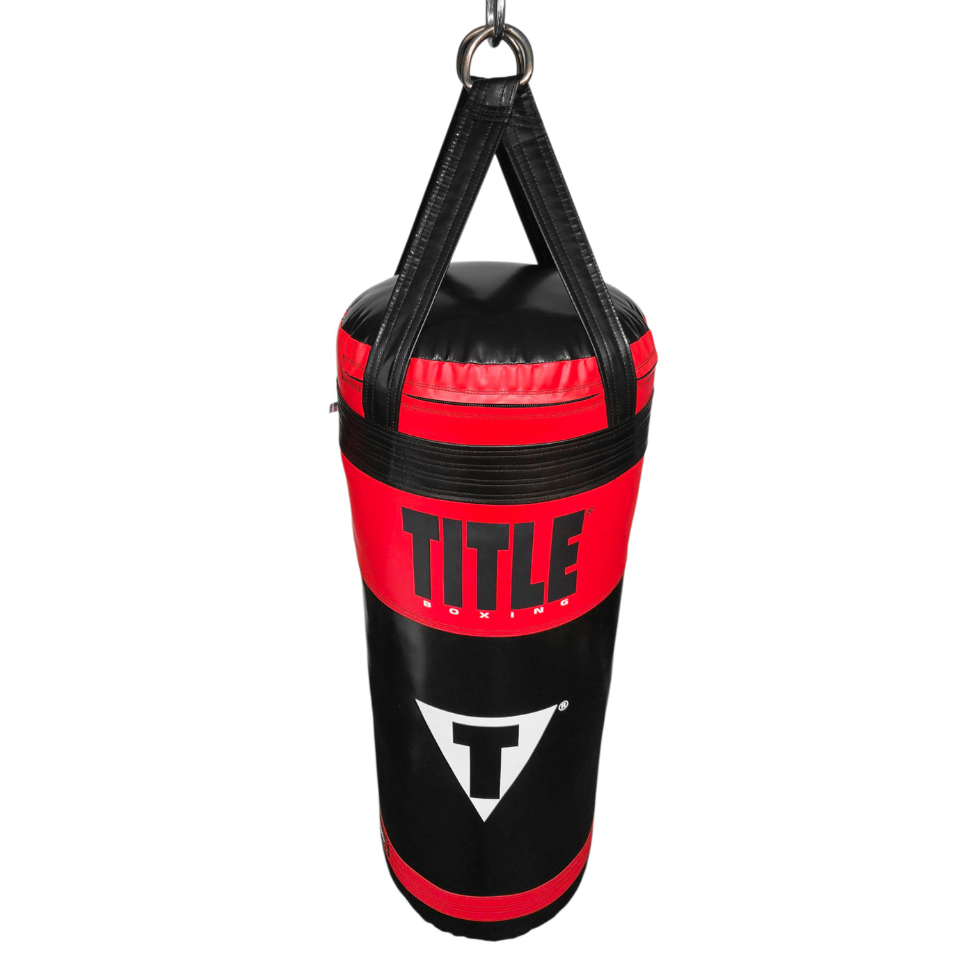 variant:Black/Red::TITLE Boxing Made in the USA 135lb Punching Bag overhead view