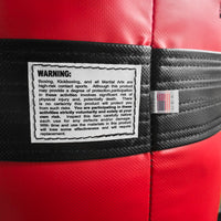 variant:Black/Red::TITLE Boxing Made in the USA 135lb Punching Bag closeup of tags