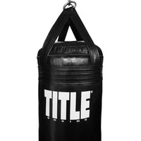 variant:Black/Black::TITLE Boxing Made in the USA 100lb Punching Bag closeup of top