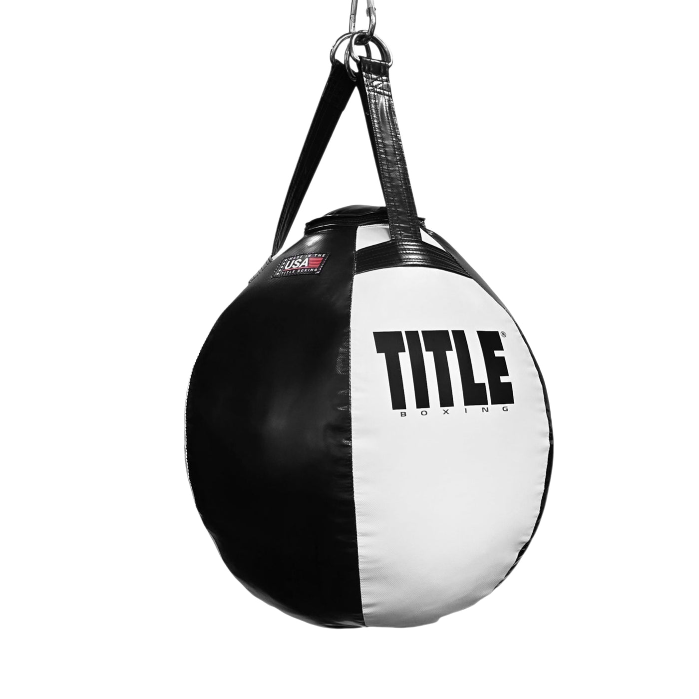 variant:Black/White::TITLE Boxing Made in the USA Wrecking Ball Heavy Bag side view